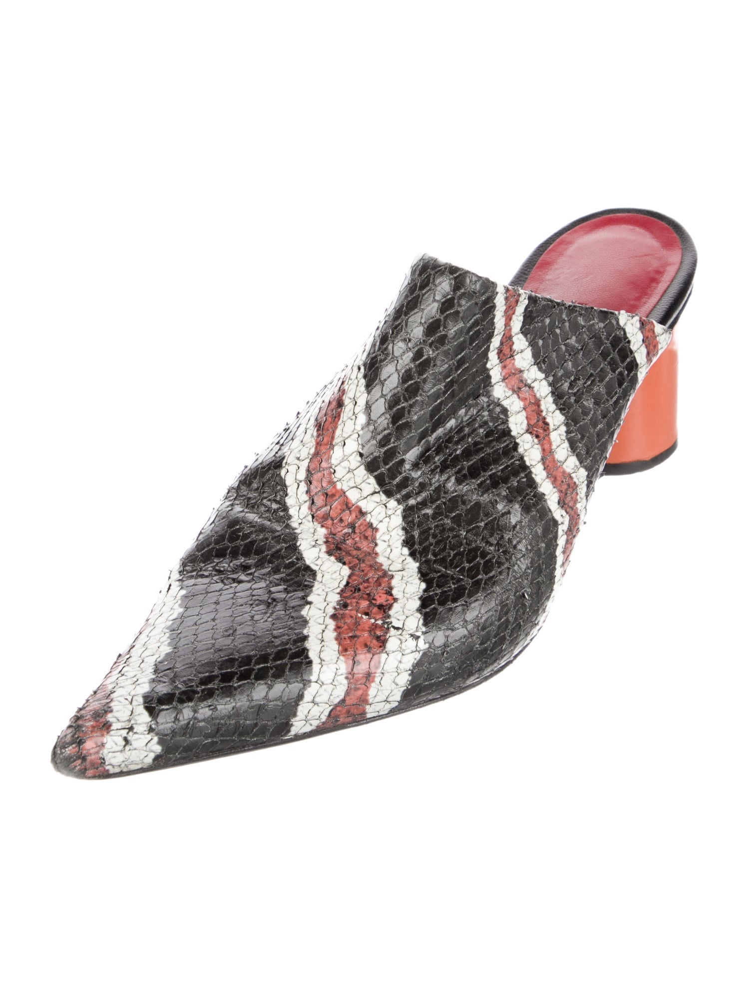 By Malene Birger Embossed Leather Animal Print Mules