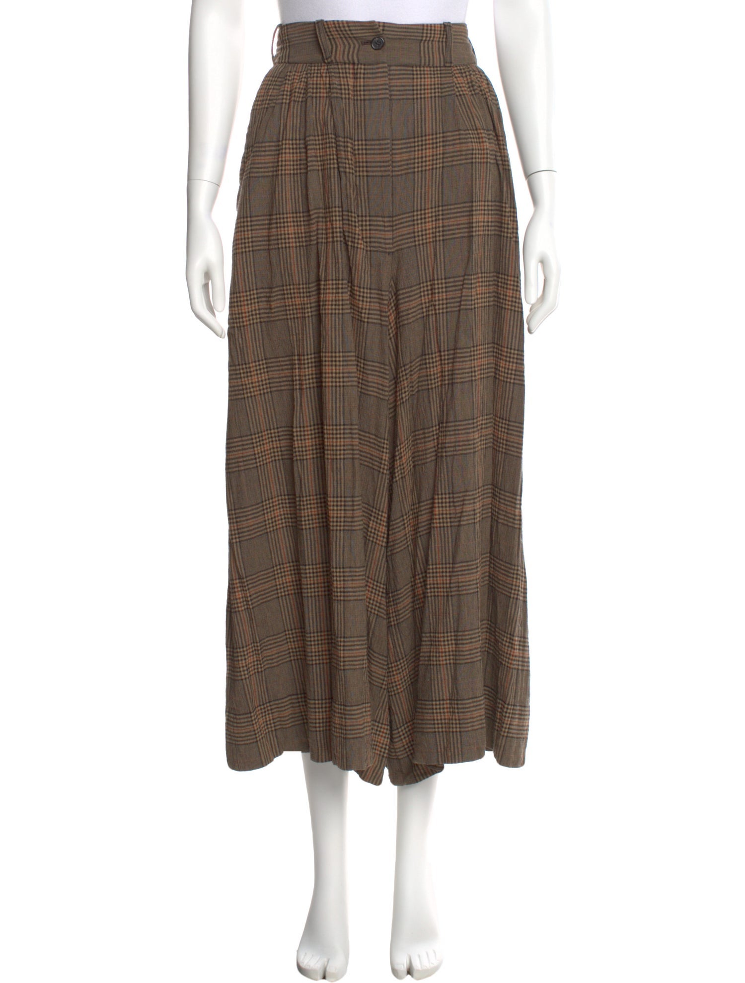 By Malene Birger Plaid Print Wide Leg Pants