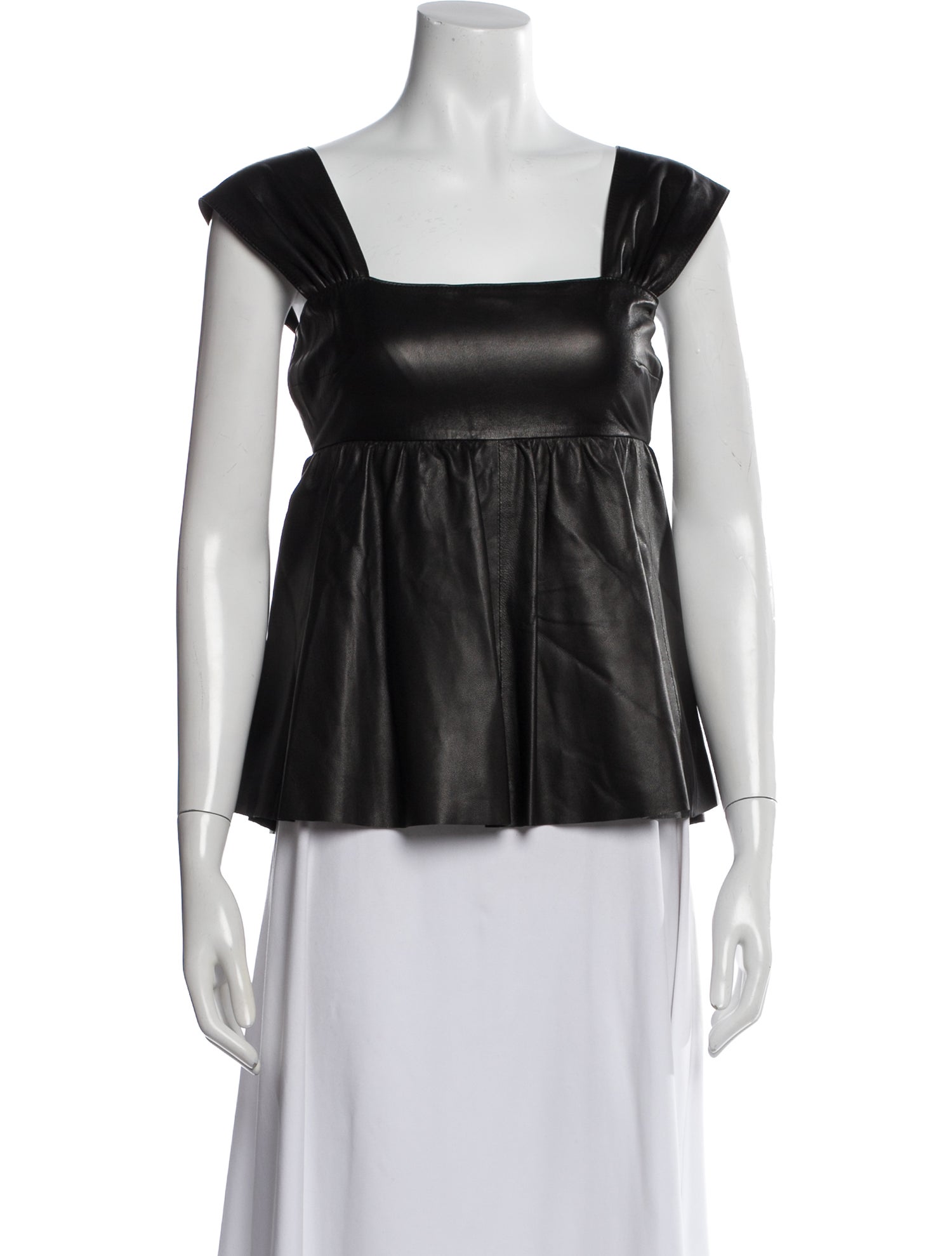 By Malene Birger Lamb Leather Square Neckline Top