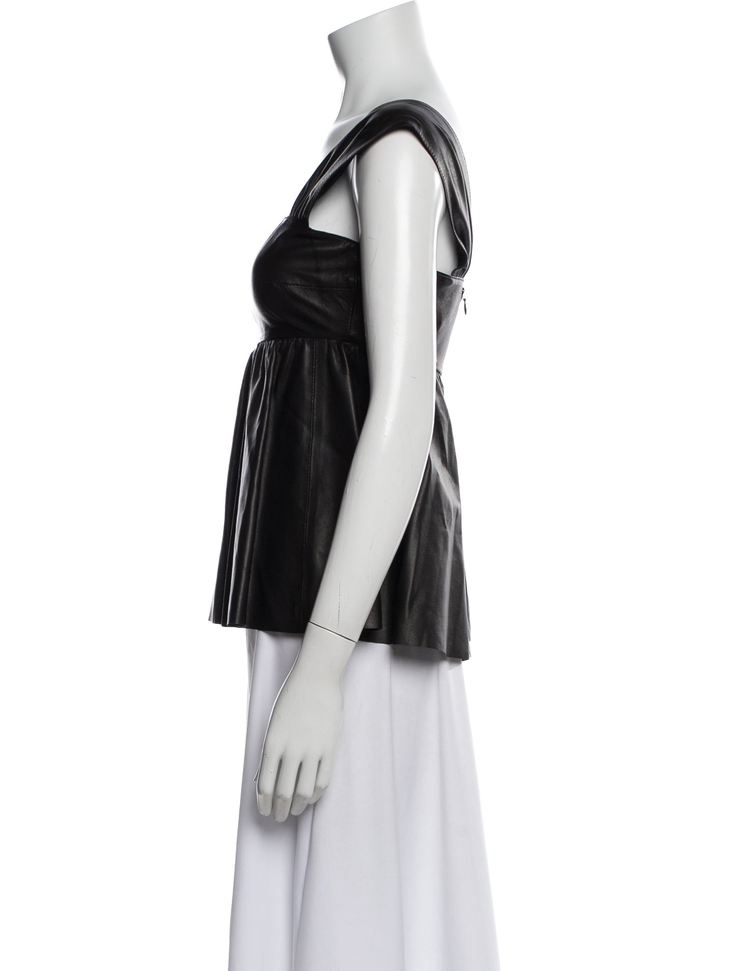 By Malene Birger Lamb Leather Square Neckline Top