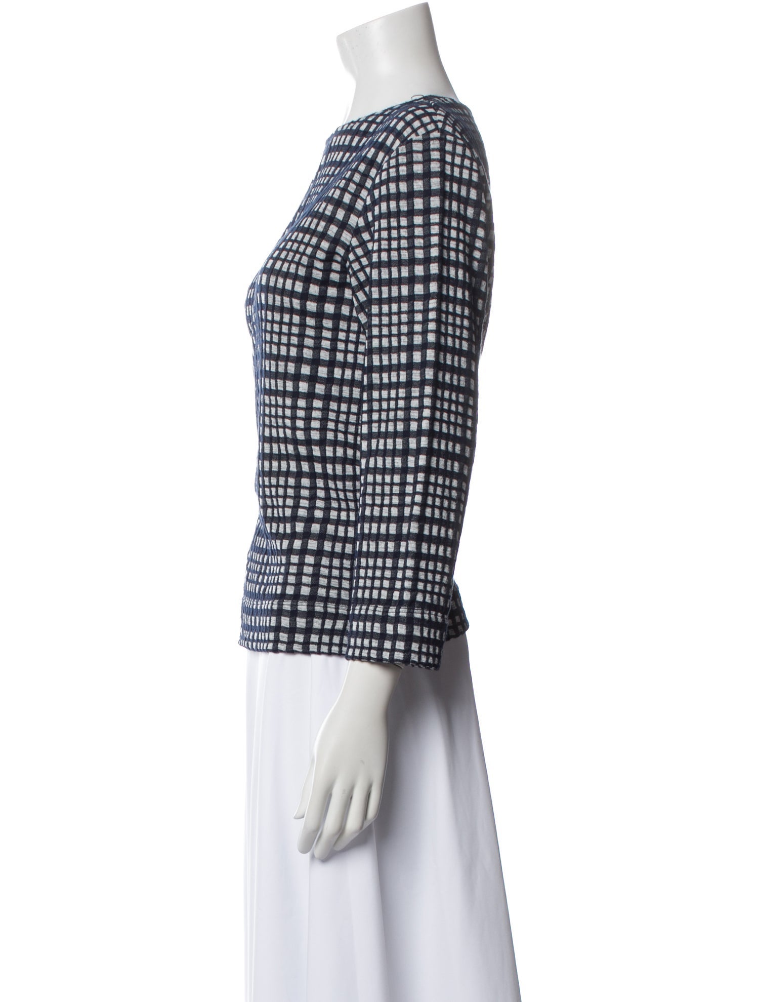 By Malene Birger Plaid Print Bateau Neckline Top