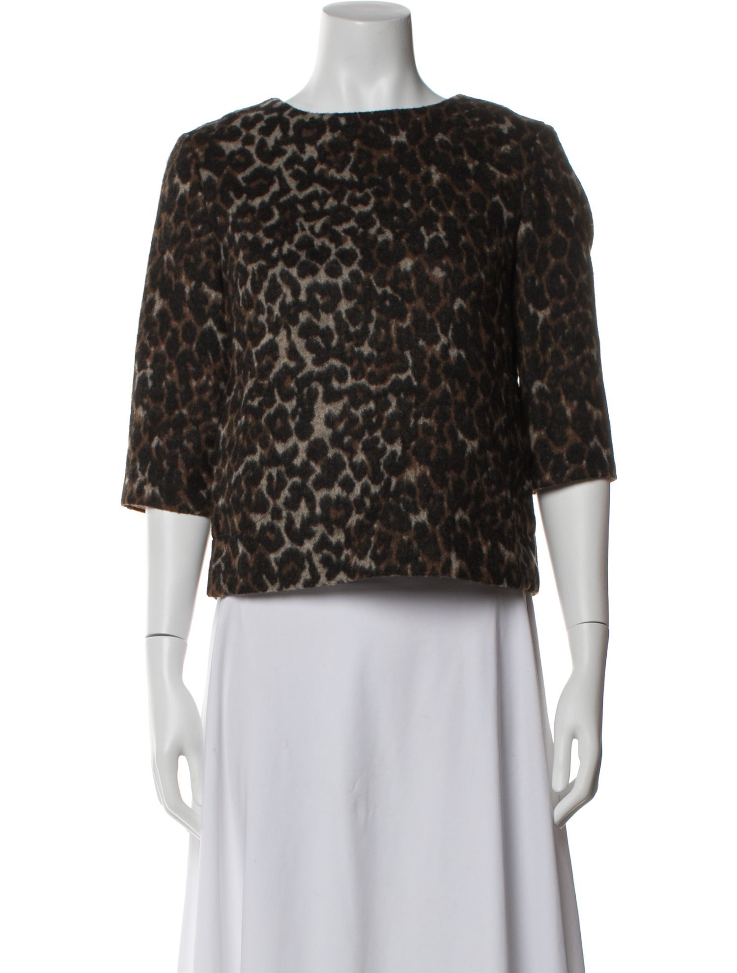 By Malene Birger Animal Print Crew Neck Top