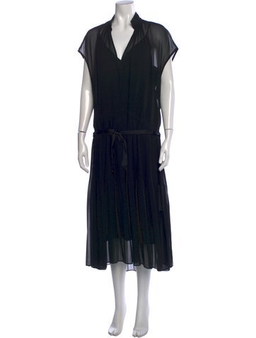 Pre-owned By Malene Birger V-neck Midi Length Dress In Black