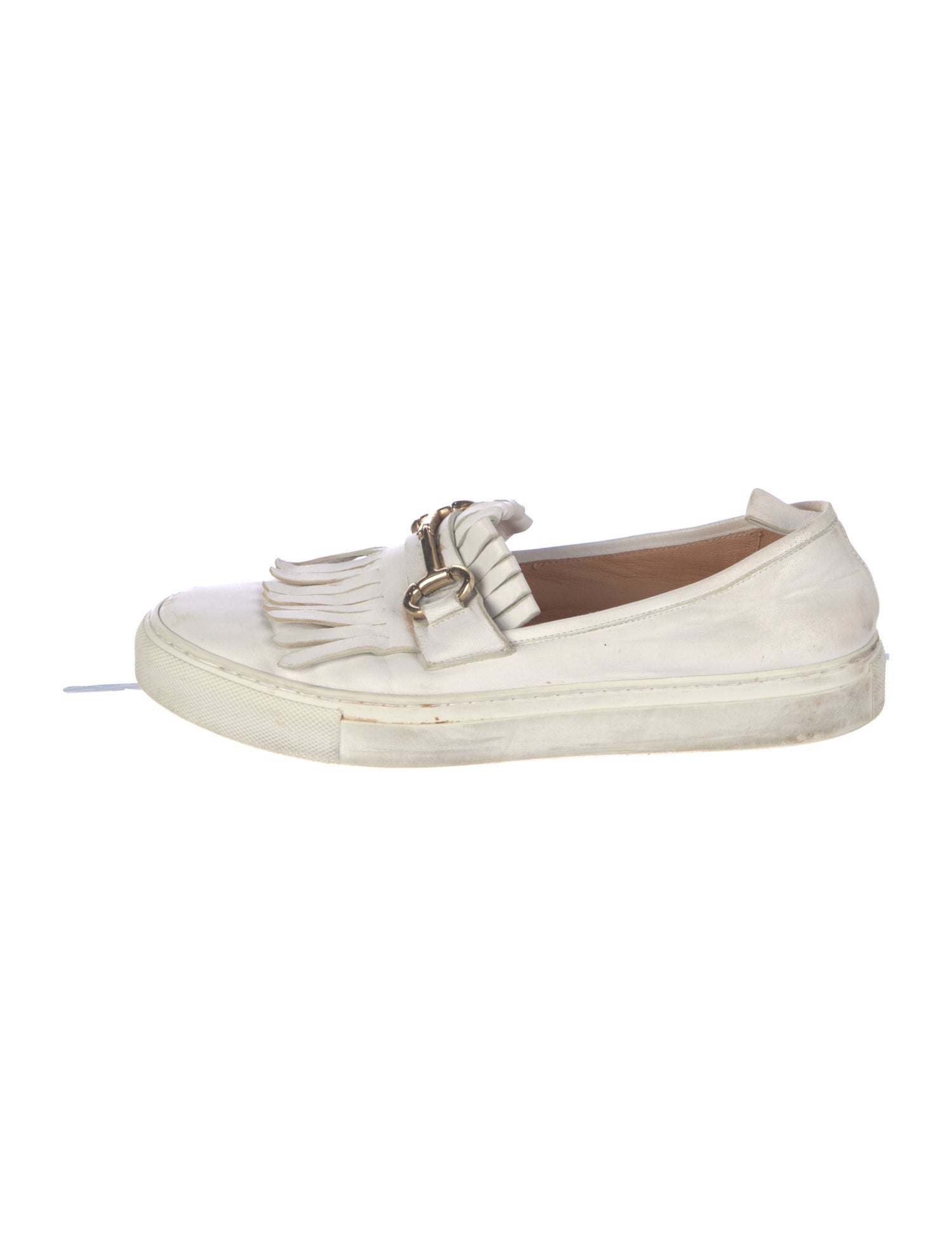 Mara Bini Leather Fringe Trim Accent Loafers