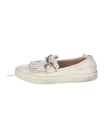 Mara Bini Leather Fringe Trim Accent Loafers