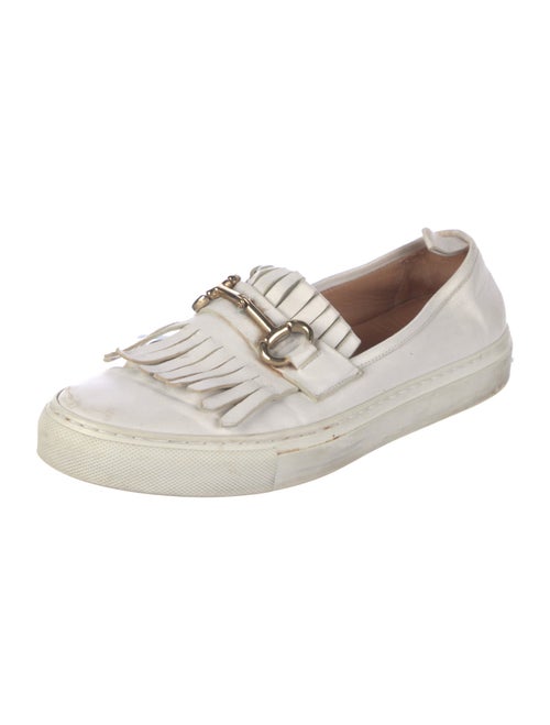 Mara Bini Leather Fringe Trim Accent Loafers