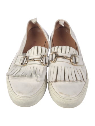 Mara Bini Leather Fringe Trim Accent Loafers