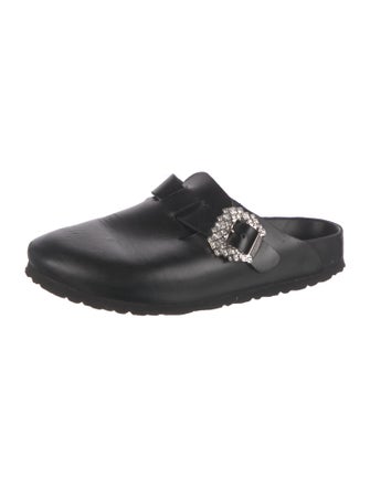 Manolo Blahnik x Birkenstock Leather Crystal Embellishments Mules