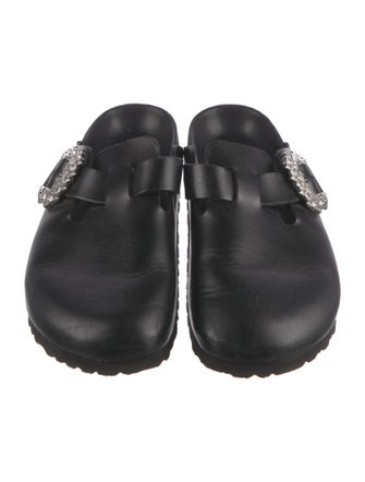 Manolo Blahnik x Birkenstock Leather Crystal Embellishments Mules