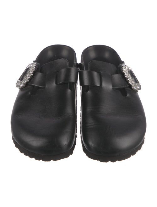 Manolo Blahnik x Birkenstock Leather Crystal Embellishments Mules