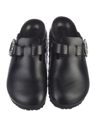 Manolo Blahnik x Birkenstock Leather Crystal Embellishments Mules