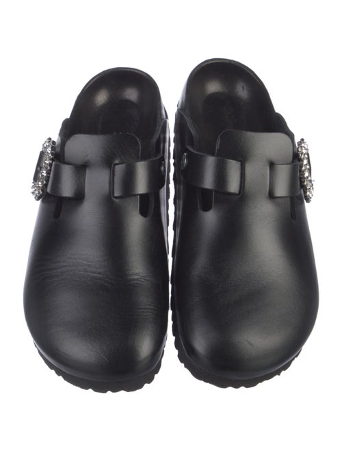 Manolo Blahnik x Birkenstock Leather Crystal Embellishments Mules