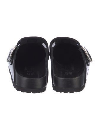 Manolo Blahnik x Birkenstock Leather Crystal Embellishments Mules