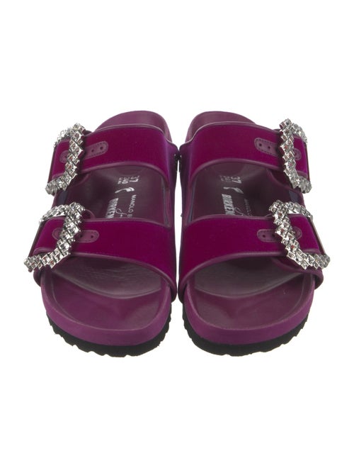 Manolo Blahnik x Birkenstock Velvet Crystal Embellishments Slides