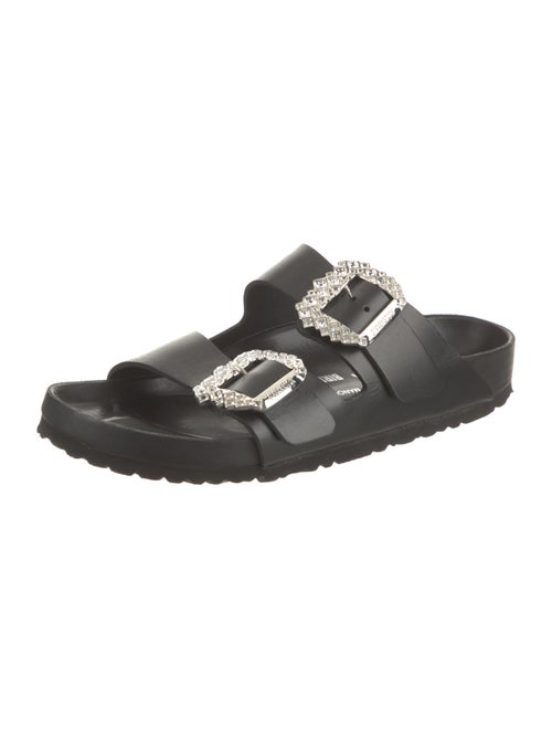 Manolo Blahnik x Birkenstock Leather Crystal Embellishments Slides