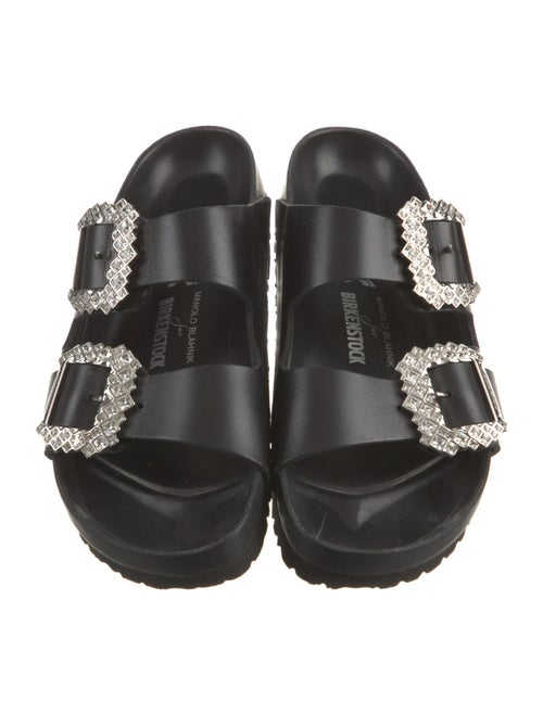 Manolo Blahnik x Birkenstock Leather Crystal Embellishments Slides