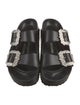 Manolo Blahnik x Birkenstock Leather Crystal Embellishments Slides