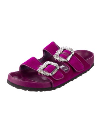 Manolo Blahnik x Birkenstock Velvet Crystal Embellishments Slides