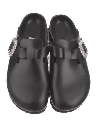 Manolo Blahnik x Birkenstock Leather Crystal Embellishments Mules