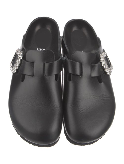 Manolo Blahnik x Birkenstock Leather Crystal Embellishments Mules