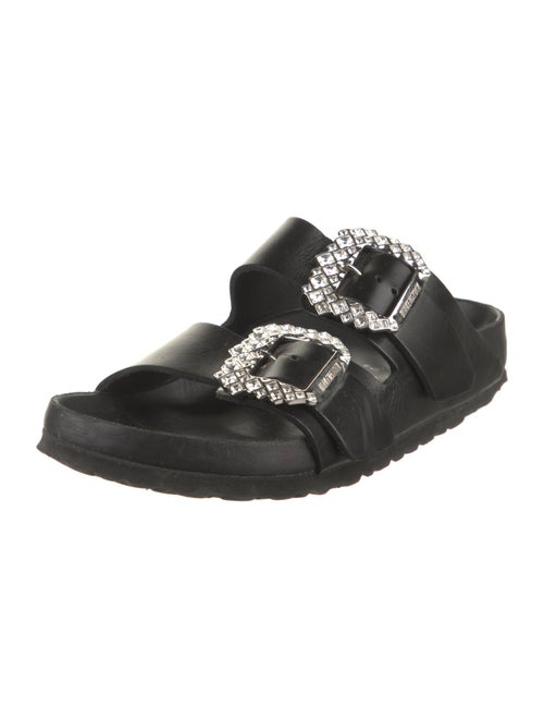 Manolo Blahnik x Birkenstock Leather Crystal Embellishments Slides