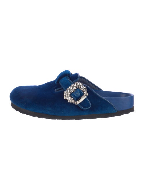 Manolo Blahnik x Birkenstock Velvet Crystal Embellishments Mules