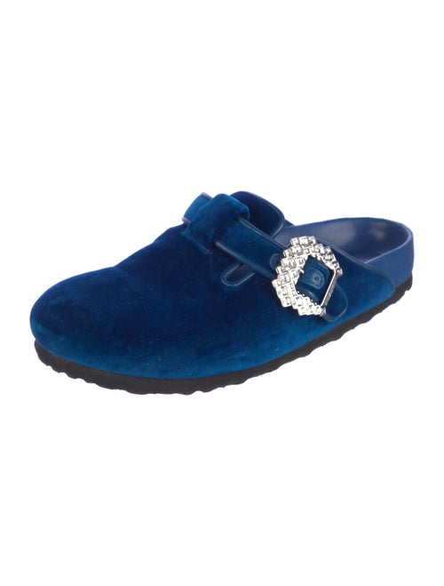 Manolo Blahnik x Birkenstock Velvet Crystal Embellishments Mules