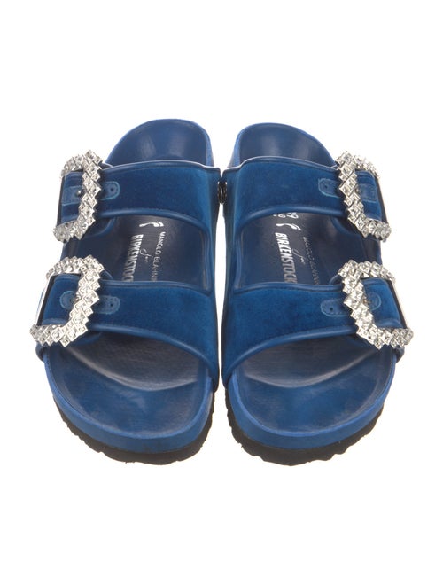 Manolo Blahnik x Birkenstock Velvet Crystal Embellishments Slides