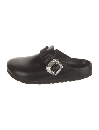 Manolo Blahnik x Birkenstock Leather Crystal Embellishments Mules
