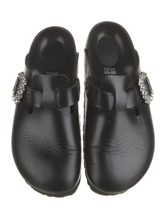 Manolo Blahnik x Birkenstock Leather Crystal Embellishments Mules