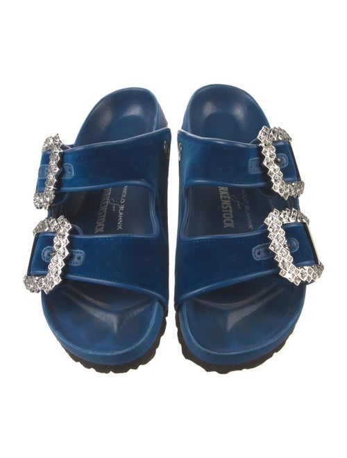 Manolo Blahnik x Birkenstock Velvet Crystal Embellishments Slides
