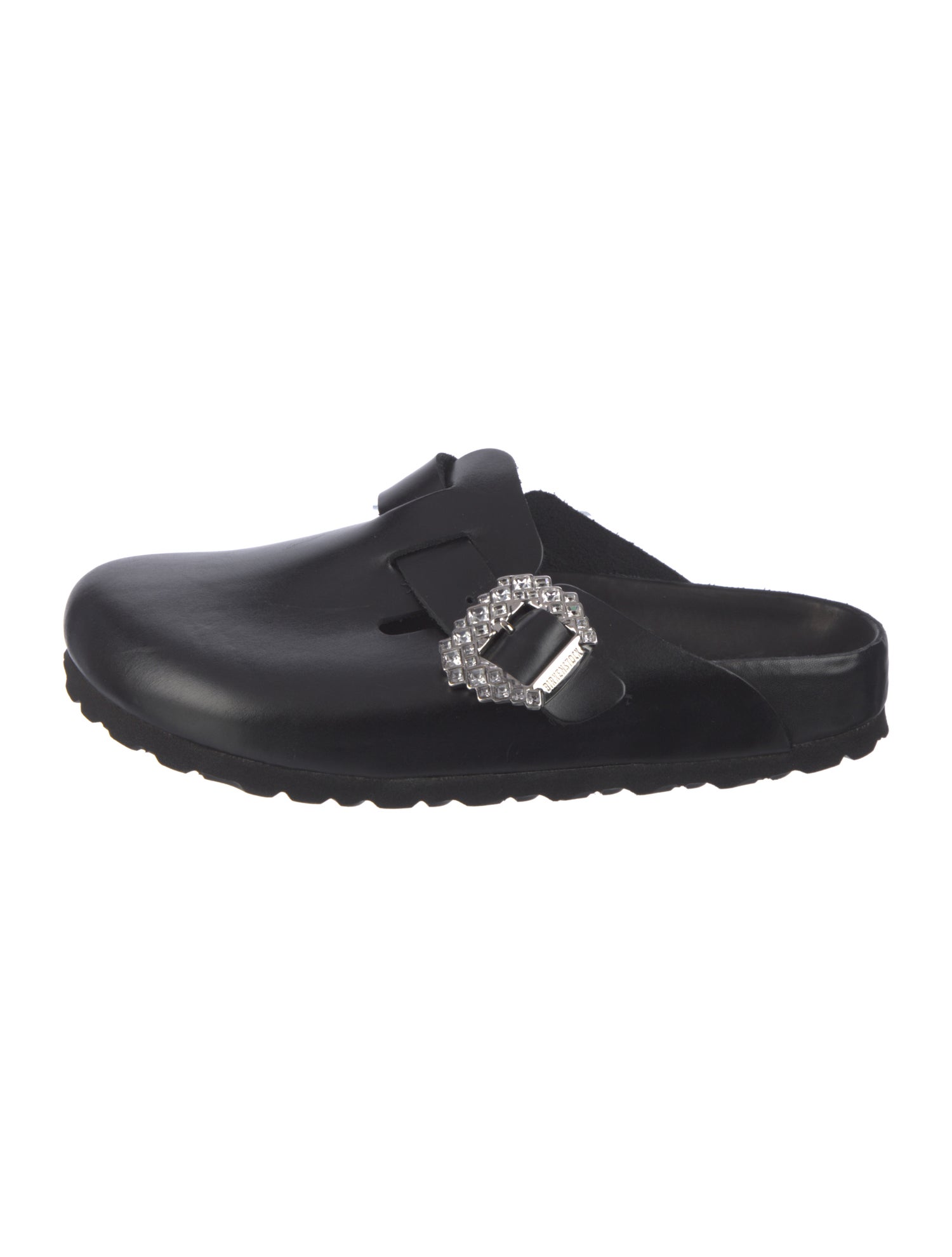 Manolo Blahnik x Birkenstock Leather Crystal Embellishments Mules