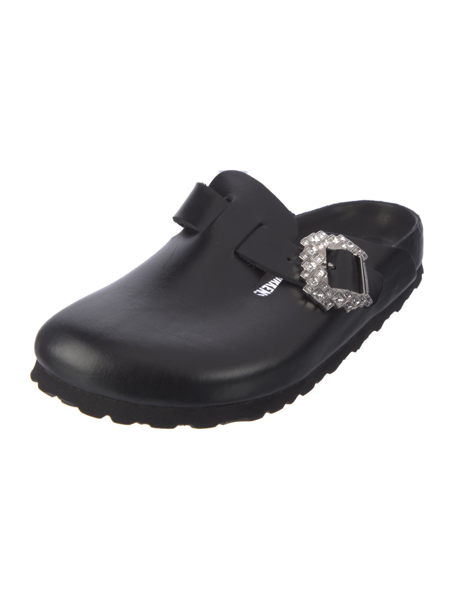 Manolo Blahnik x Birkenstock Leather Crystal Embellishments Mules