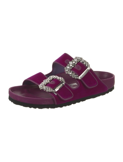 Manolo Blahnik x Birkenstock Velvet Crystal Embellishments Slides