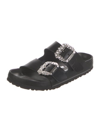 Manolo Blahnik x Birkenstock Leather Crystal Embellishments Slides