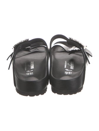 Manolo Blahnik x Birkenstock Leather Crystal Embellishments Slides