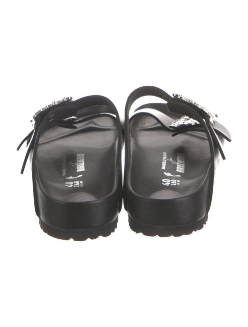 Manolo Blahnik x Birkenstock Leather Crystal Embellishments Slides