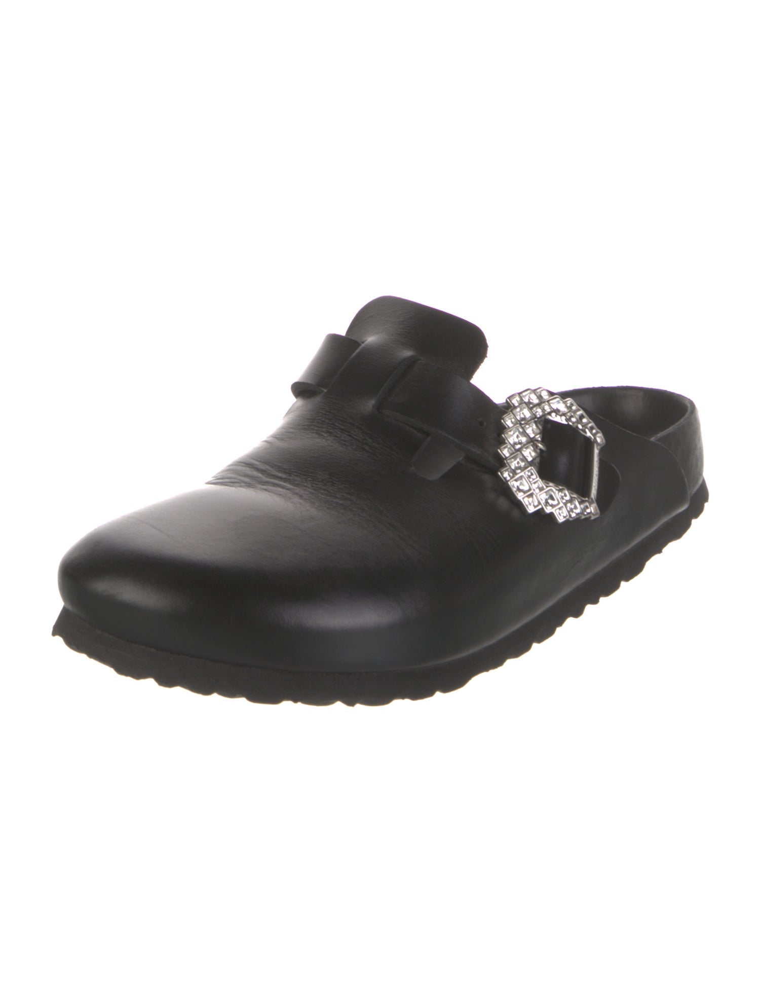 Manolo Blahnik x Birkenstock Leather Crystal Embellishments Mules