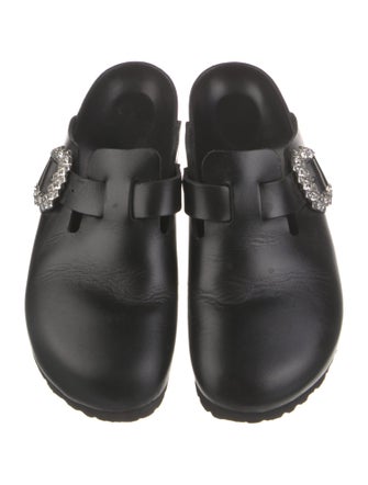 Manolo Blahnik x Birkenstock Leather Crystal Embellishments Mules