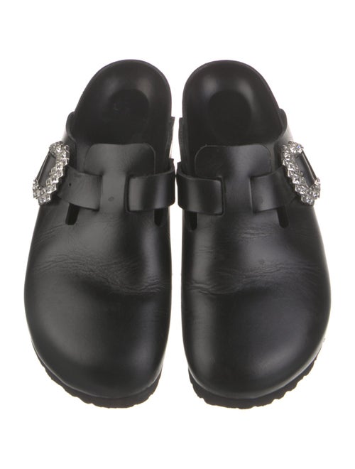 Manolo Blahnik x Birkenstock Leather Crystal Embellishments Mules