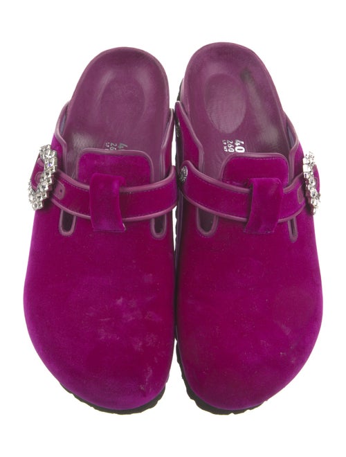 Manolo Blahnik x Birkenstock Velvet Crystal Embellishments Mules