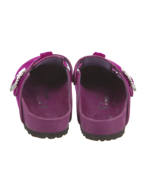 Manolo Blahnik x Birkenstock Velvet Crystal Embellishments Mules