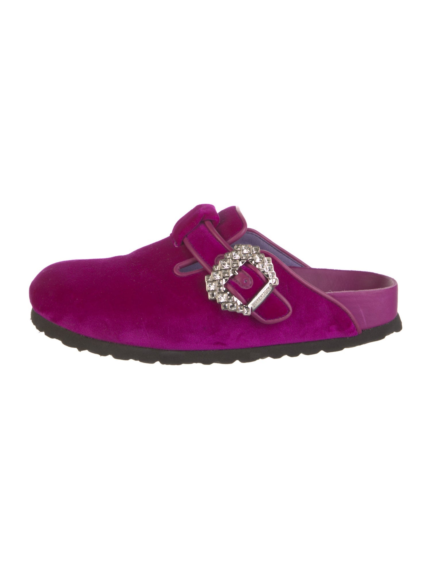 Manolo Blahnik x Birkenstock Velvet Crystal Embellishments Mules