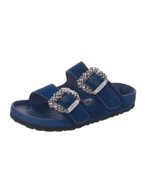 Manolo Blahnik x Birkenstock Velvet Crystal Embellishments Slides