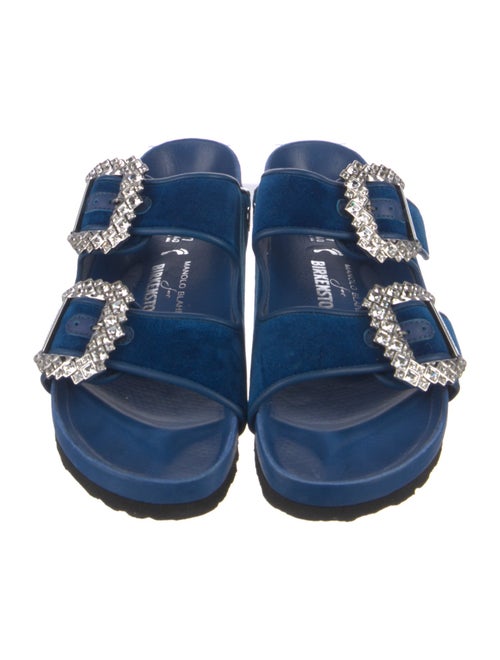 Manolo Blahnik x Birkenstock Velvet Crystal Embellishments Slides