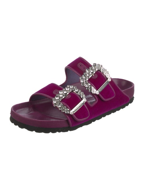 Manolo Blahnik x Birkenstock Velvet Crystal Embellishments Slides