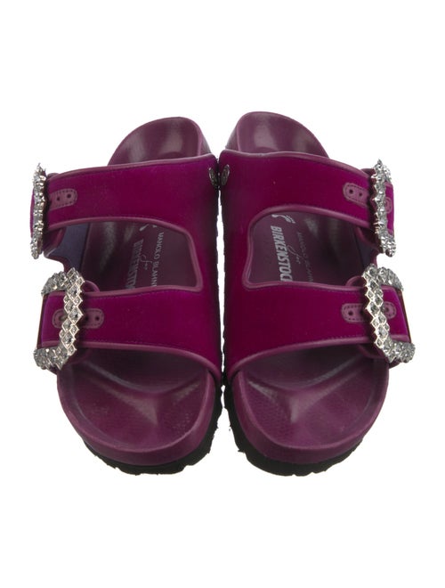 Manolo Blahnik x Birkenstock Velvet Crystal Embellishments Slides