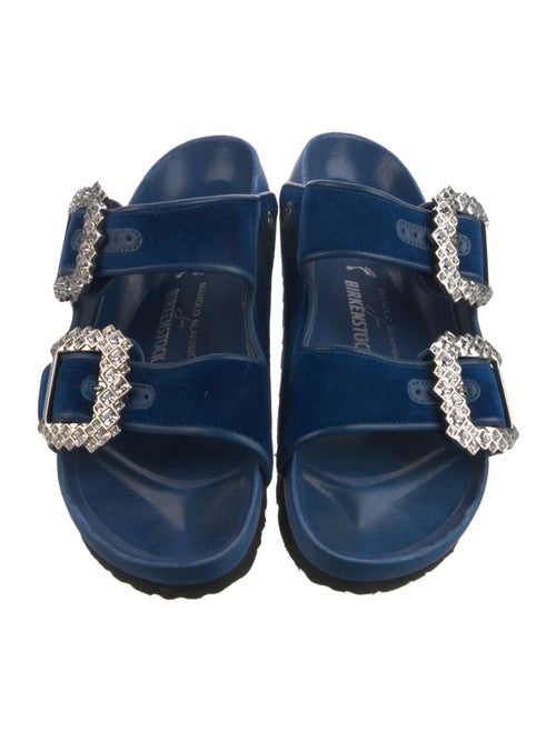 Manolo Blahnik x Birkenstock Velvet Crystal Embellishments Slides