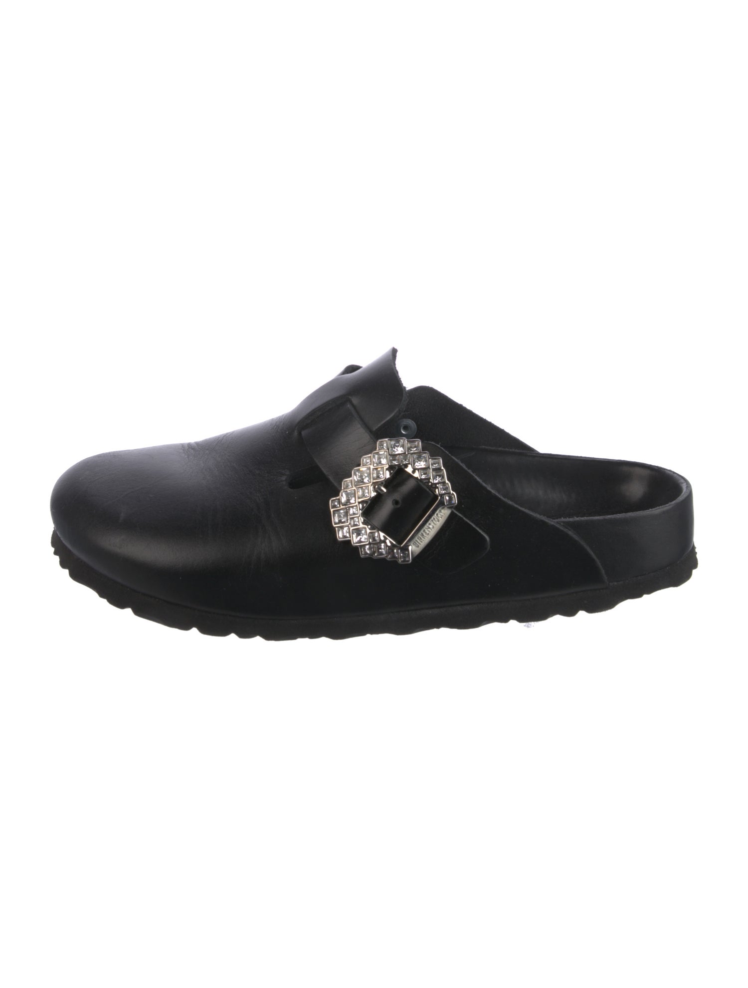 Manolo Blahnik x Birkenstock Leather Crystal Embellishments Mules