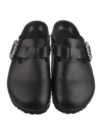 Manolo Blahnik x Birkenstock Leather Crystal Embellishments Mules